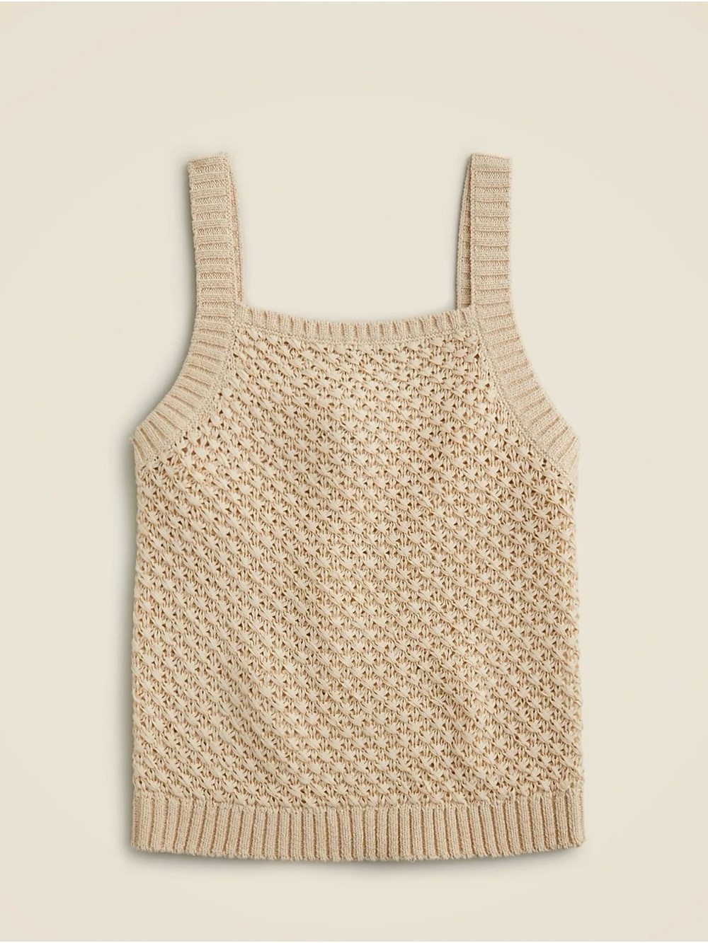 NWT J Crew Basket Stitch Sweater Chunky Knit Beige Tank Size XXL cotton blend